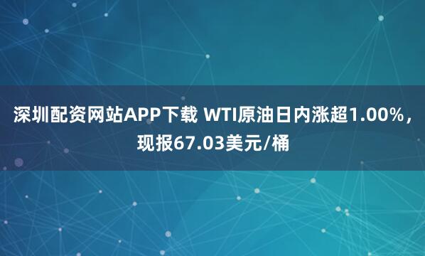 深圳配资网站APP下载 WTI原油日内涨超1.00%，现报67.03美元/桶